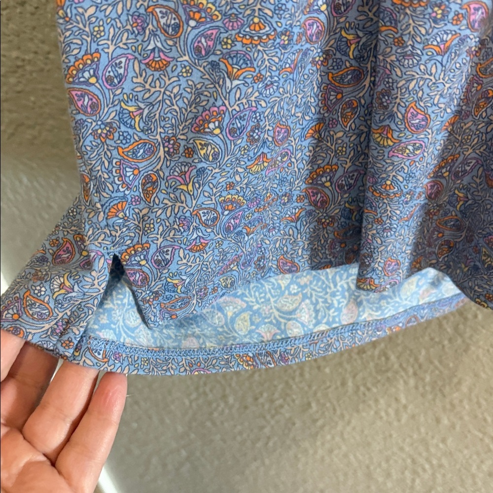 J. Jill Light  Blue Paisley V-Neck Women's Top Forward Seam Tee 2X - Picture 4 of 5